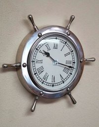 Brass Ship Wheel Clock 18 Inch