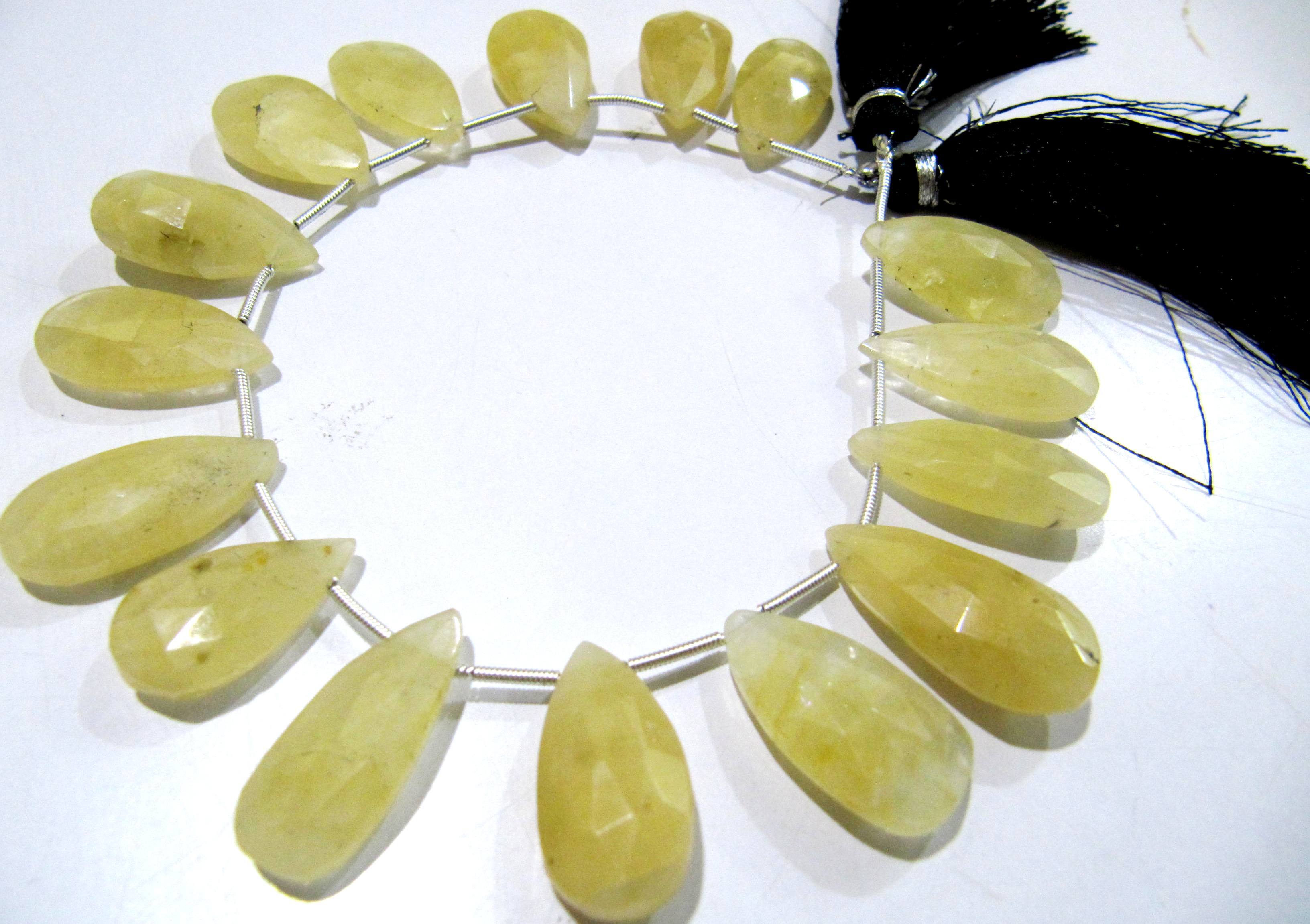 Natural Yellow Aquamarine Pear Shape Faceted Briolette Beads