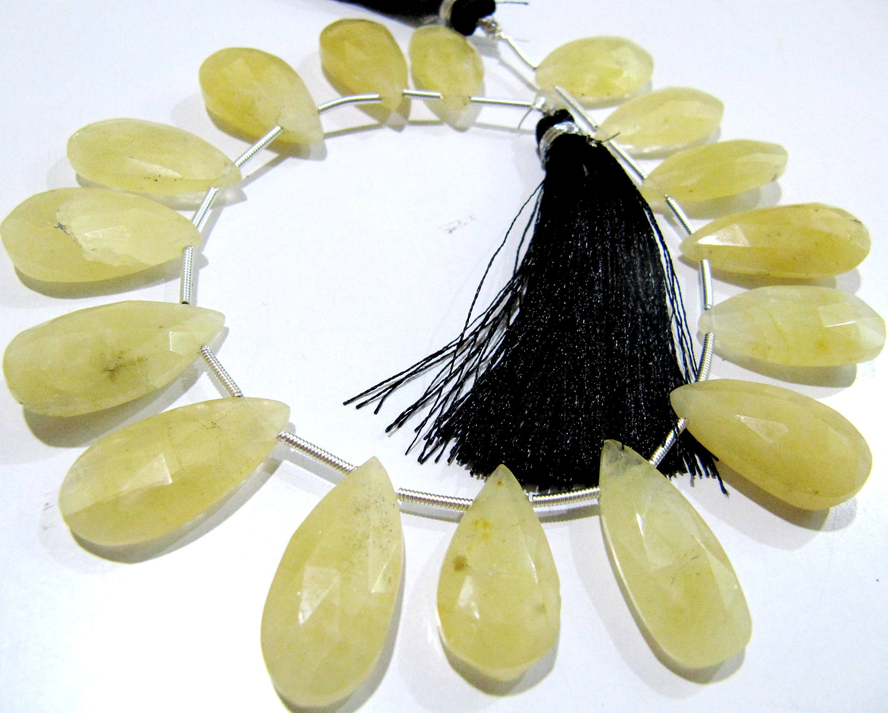 Natural Yellow Aquamarine Pear Shape Faceted Briolette Beads