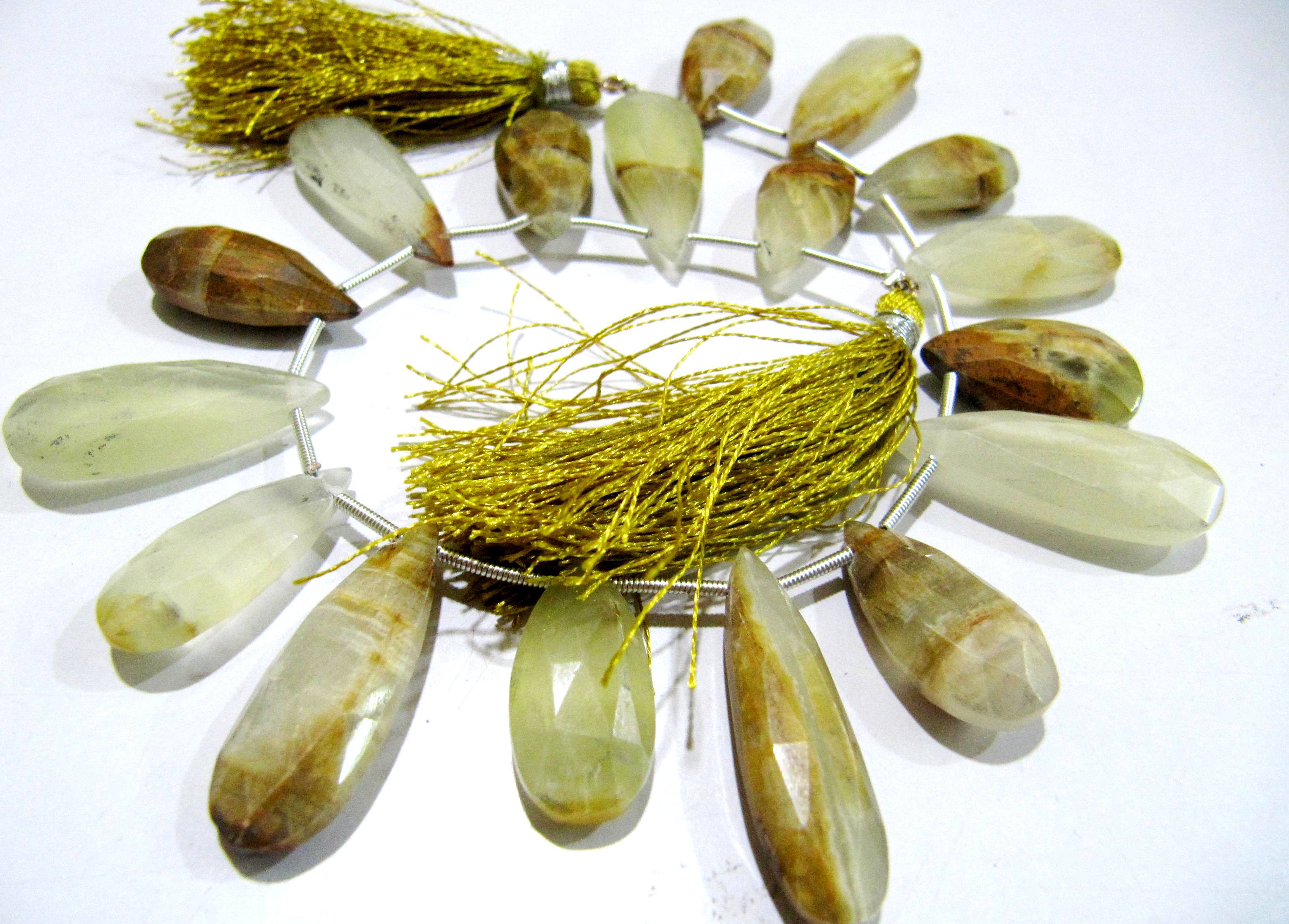 Natural Yellow Aquamarine Pear Shape Faceted Briolette Beads