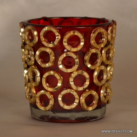 Red Glass Small T Light Candle Votive