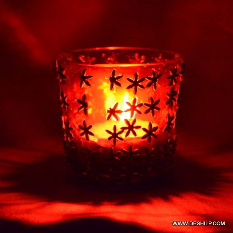 Red Glass T Light Votive