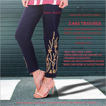 Ladies Kurti Navy Blue Zari Trouser