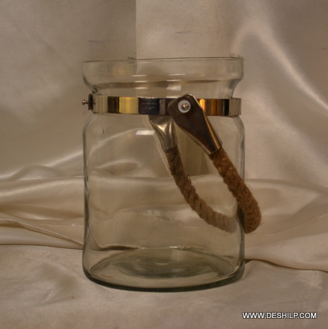 Glass Jar With Rope Hanger