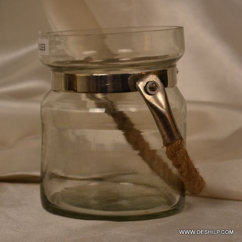 Clear Glass Home Decor Jar With Rope Hanging