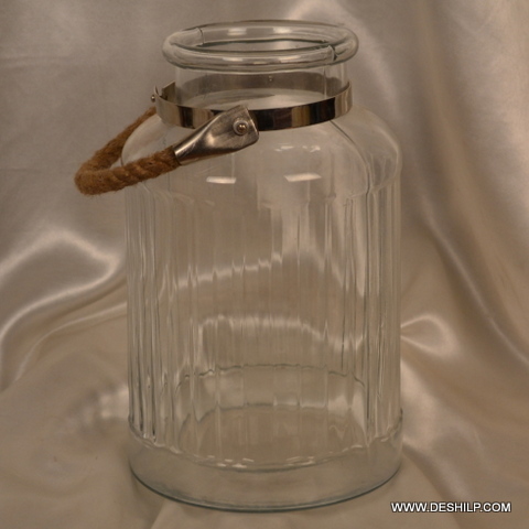 Big Glass Jar With Rope Hanger