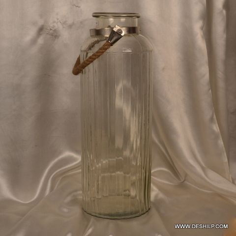 Bottle Shape Jar With Rope Hanger