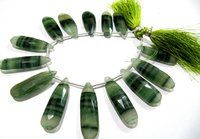 Natural Moonstone Green Zebra Jade Pear Shape Jewelry Making Beads