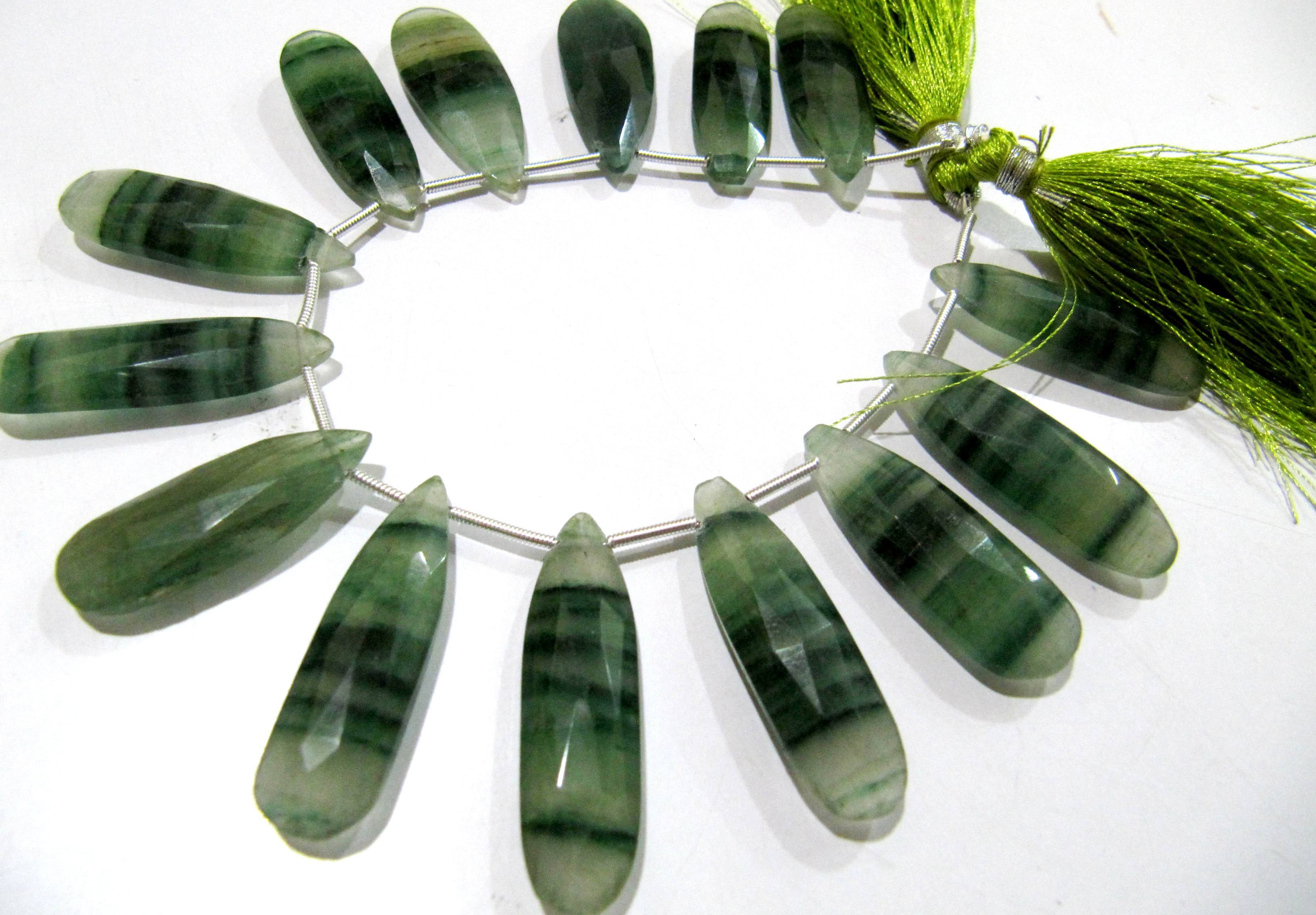 Natural Moonstone Green Zebra Jade Pear Shape Jewelry Making Beads