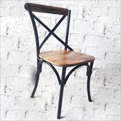 Wrought Iron Wooden Chair Without Armrest