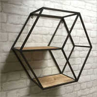 Wrought Iron Wall Mounted Book Shelf - Color: Brown