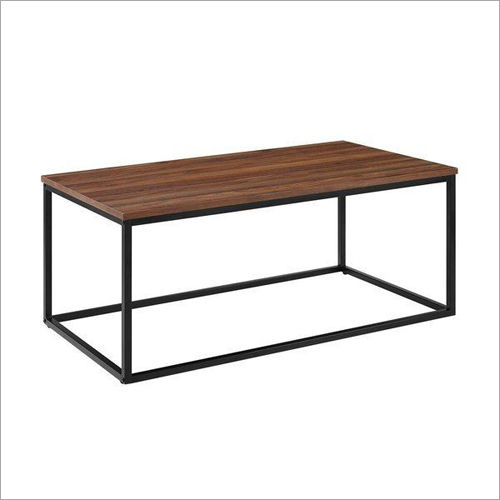Wrought Iron Wooden Rectangular Coffee Table