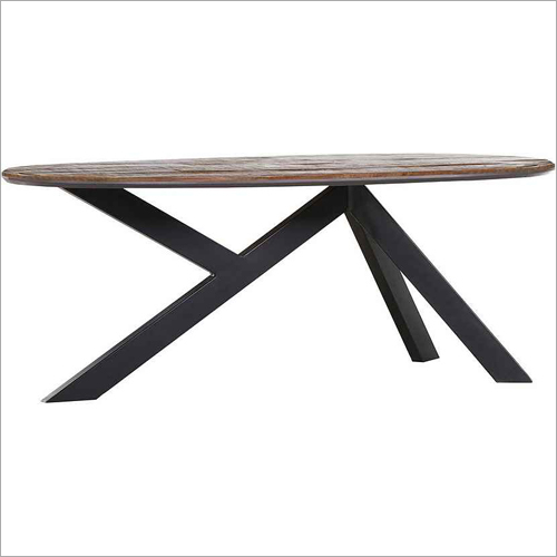 Brown Wrought Iron Wooden Coffee Table