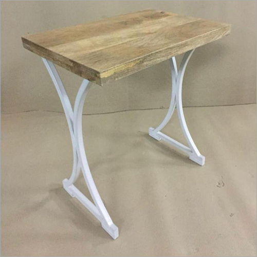 Wrought Iron Wooden Curved Leg Table
