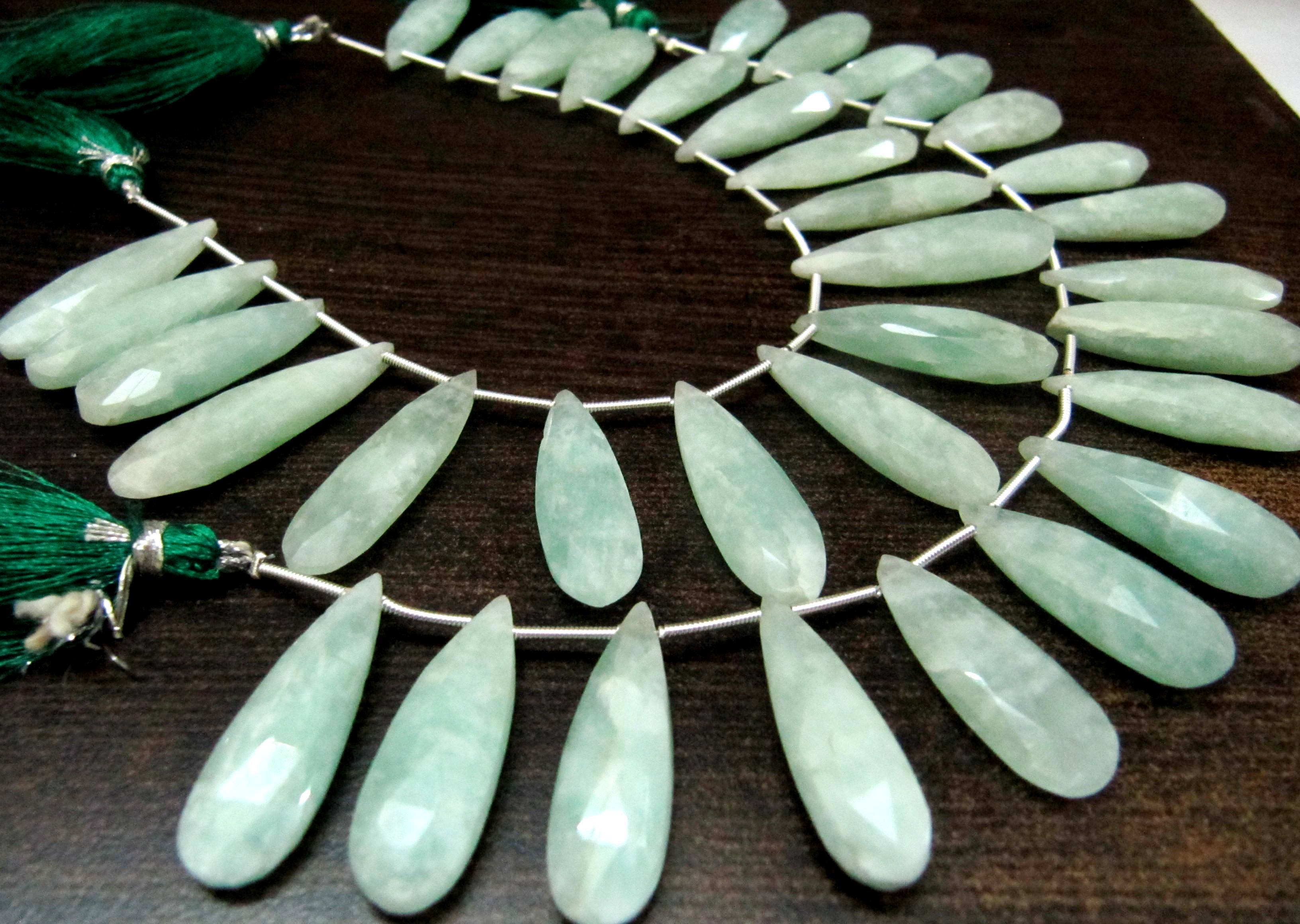 Natural Moonstone Russian Amazonite Pear Shape Jewelry Making Beads