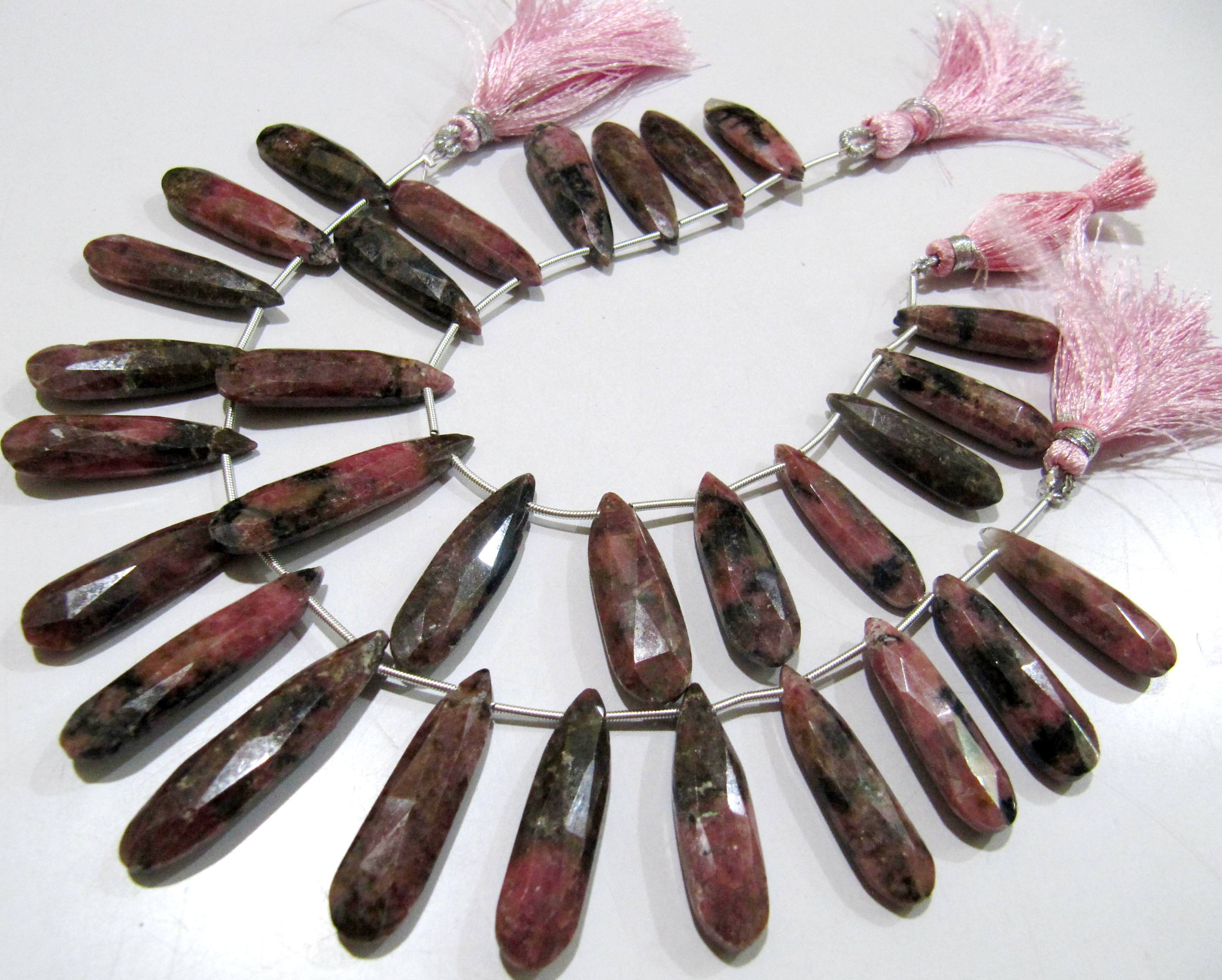 Natural Rhodonite Pear Shape briolette Beads,