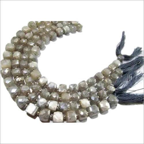 Grey Natural White Moonstone Ab Mystic Coated Plain Smooth Cube Box Shape Beads.