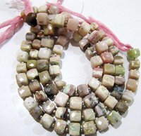 Natural Pink Opal cube box Faceted Beads.