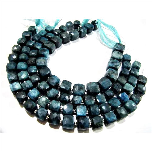 Blue Natural Neon Apatite Cube Box Faceted Beads.