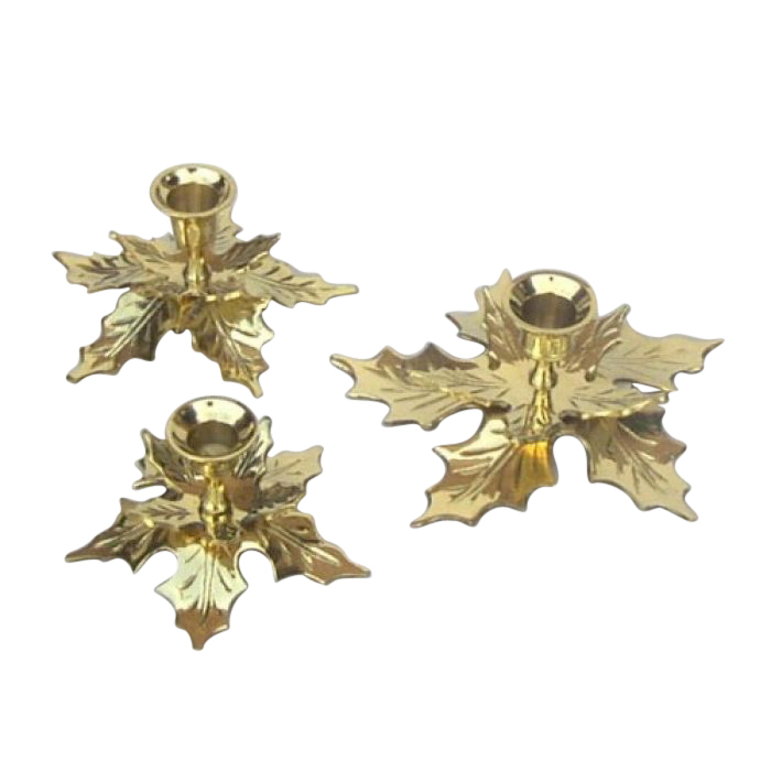 X-mas leaf Candle Holder,Solid Brass