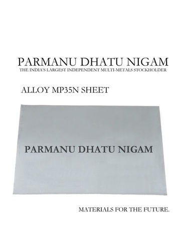 Alloy MP35N Sheet - Stainless Steel | 5-500 Dimensions, Silver, High Strength, Toughness, Ductility, Excellent Corrosion Resistance