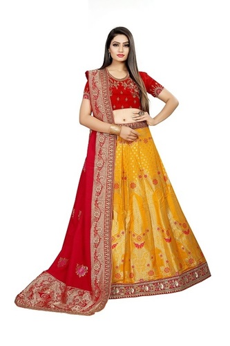 Available In 3 Colors Ladies Banarsi Lehenga Choli