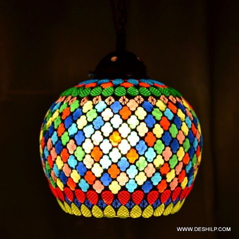 Round Medium Glass Wall Hanging With Mosaic Finish