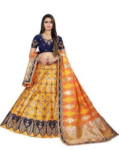 Available In 4 Colors Designer Bridal Lehenga Choli Pure Banarasi Silk Fabric