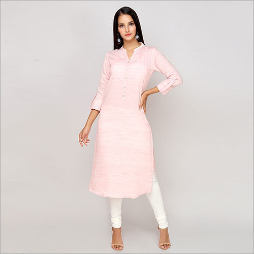 Pink Ladies Solid Pastel Kurta