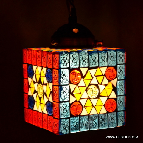Multicolored Squire Glass Mosaic Wall Hanging - Finish: Handmade