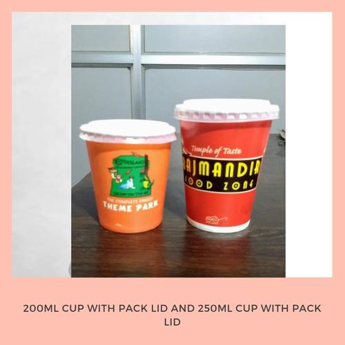 White & Orange 250 Ml Paper Cup