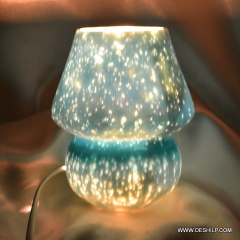 Colorful Silver Finish Glass Table Lamp