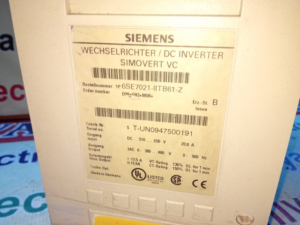 SIEMENS SIMOVERT DRIVE 6SE7 021-8TB61-Z