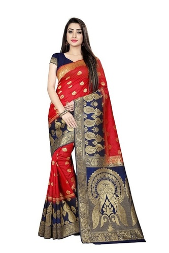 4 Colors Available Ladies Zari Work Silk Sarees