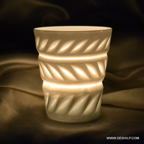 Glass Designed One Color Small T Light Candle Holder - Style: Antique Imitation
