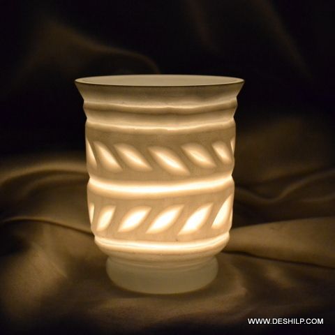 White Home Decor Glass Candle Holder