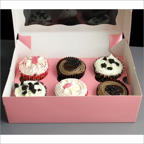 6 Cupcake Box Pink Open
