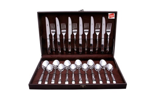 Staninless Steel Shapes Triple Dot Cutlery Set 24 Pcs