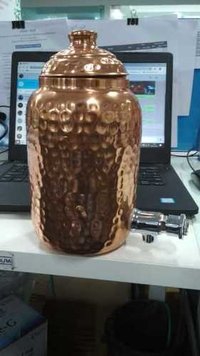 Hammered Copper Water Tank - 100% Pure Copper | 2 Liters Capacity, 10 Inches Diameter, Lightweight 2.5 Kg