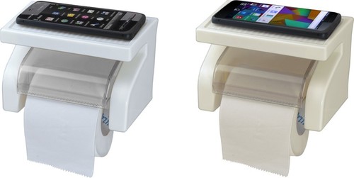 Toilet Paper Holder - Wall Mounted, White Plastic Design with Smooth Ivory Surface Finishing for a Stylish Bathroom Aesthetic