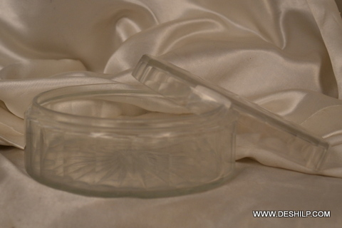 Modern Art Small Glass Jar With Glass Lid - Color: Transparent