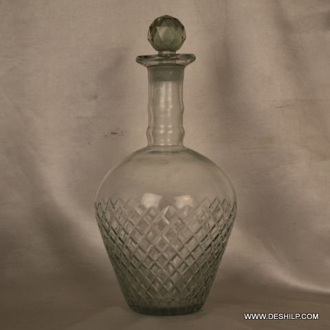 Clear Cut Glass Perfume Bottle