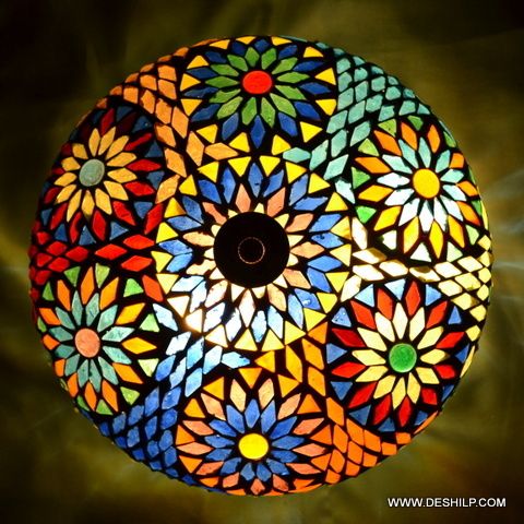 Multi Mosaic Round Glass Ceiling