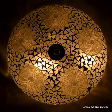 Golden Decorated Glass Wall Ceiling Light