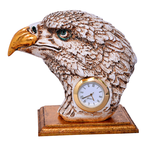 Home Decorative Resin Eagle Face Watch Handmade Statue