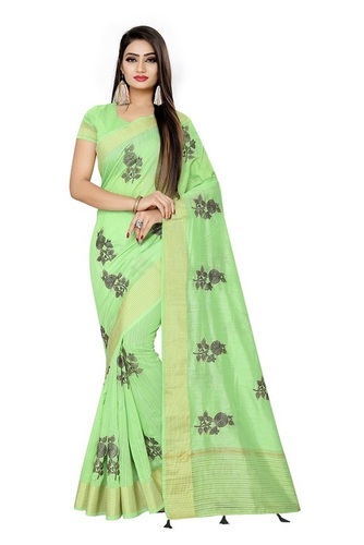 5 Ladies Light Green Sarees