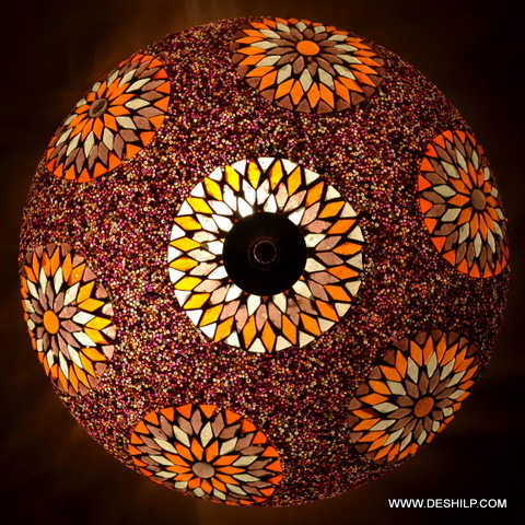 Multicolor Brown Mosaic Antique Wall Ceiling Light