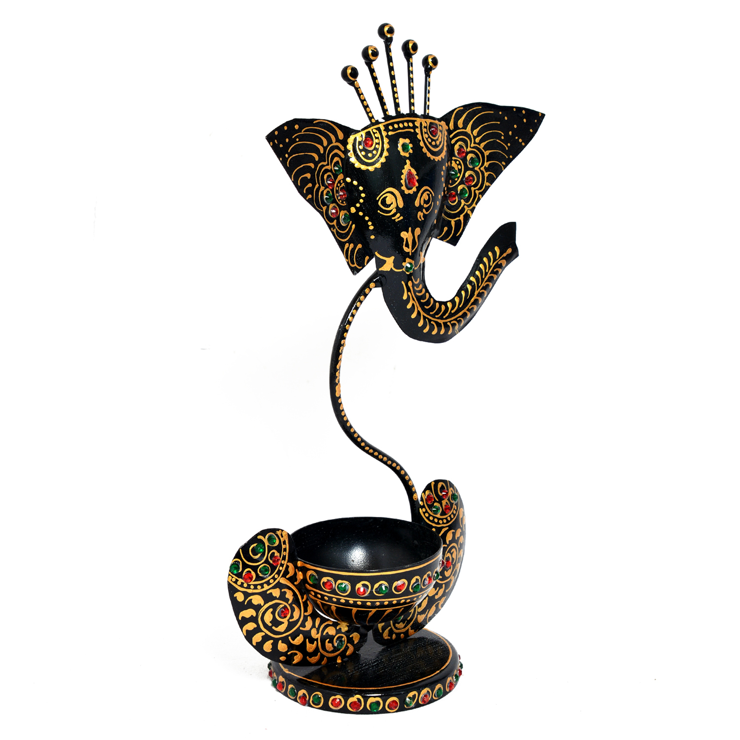 Home Decor Iron Painted Ganesha Tea Light Stand Holder