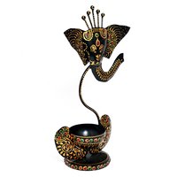 Home Decor Iron Painted Ganesha Tea Light Stand Holder