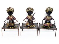 Home Decor Iron Painted Mooch Musician Set Of 3